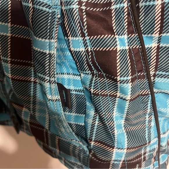 Girls Arizona Brown Blue Plaid Jacket Just Outer Shell Size Large 14 - Picture 5 of 13